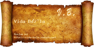 Vida Béla névjegykártya